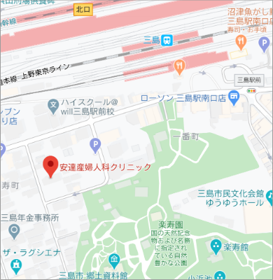 静岡県三島市安達産婦人科クリニックアクセスマップ
